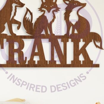 Intra απο ξύλο plywood 3mm-4mm πάχος - Αλεπούδες Όνομα αποκοπής με λέιζερ Δίασταση 30x20 cm INTRAFABR-110038527 - Image 1