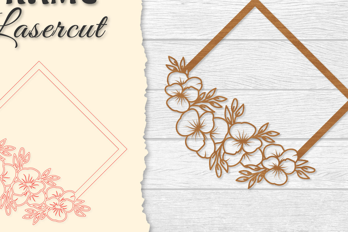 Intra απο ξύλο plywood 3mm-4mm πάχος - Κορνίζα Flower cut Laser Δίασταση 20x25 cm INTRAFABR-122655651