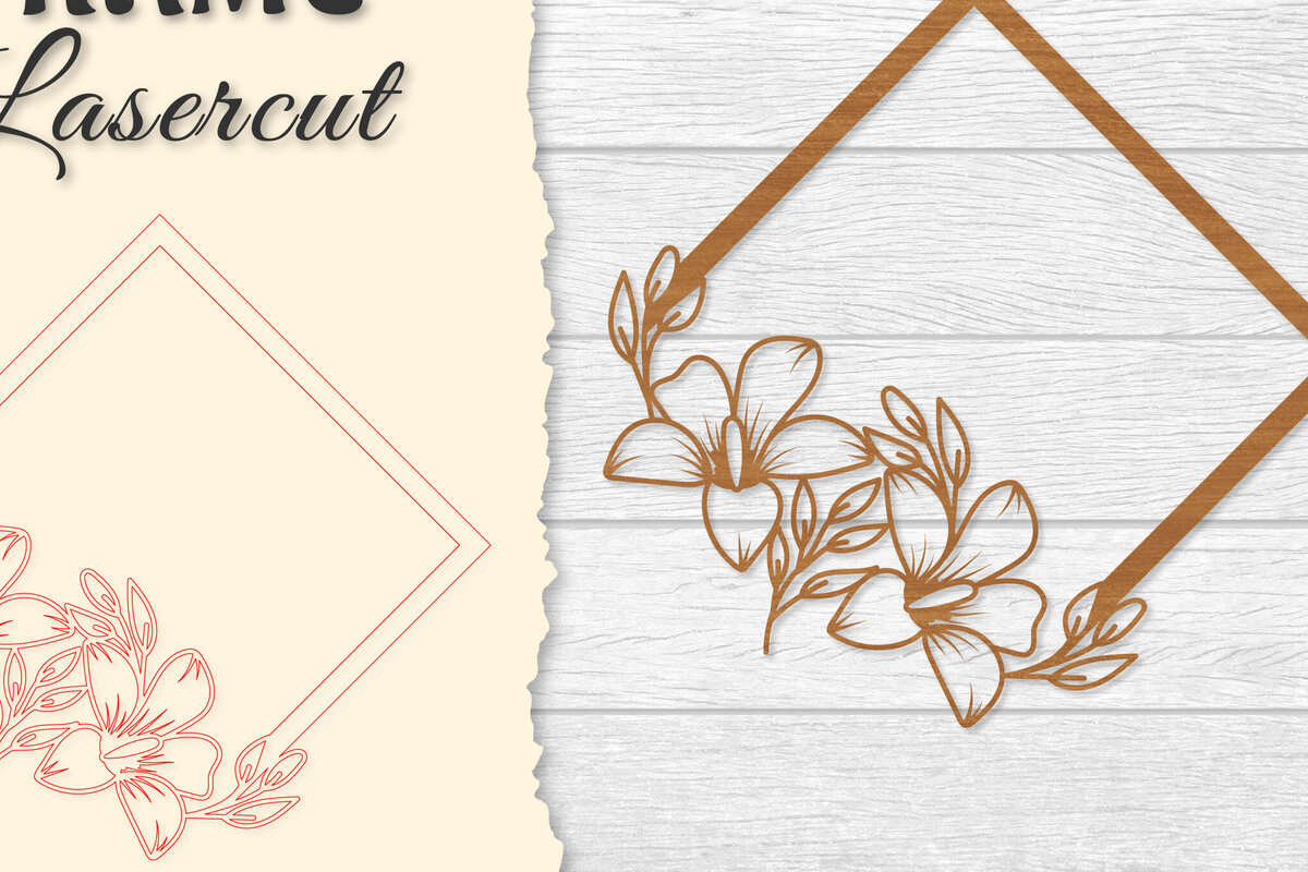 Intra απο ξύλο plywood 3mm-4mm πάχος - Κορνίζα Flower cut Laser Δίασταση 20x25 cm INTRAFABR-122655701