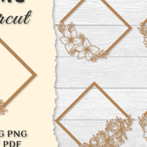 Intra απο ξύλο plywood 3mm-4mm πάχος - Κορνίζα Λουλούδια κοπής με λέιζερ Δίασταση 20x25 cm INTRAFABR-122655809