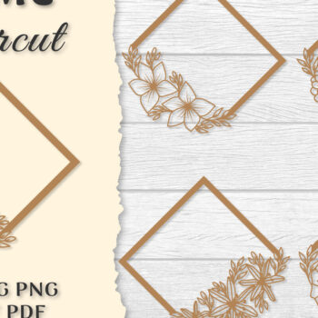 Intra απο ξύλο plywood 3mm-4mm πάχος - Κορνίζα Λουλούδια κοπής με λέιζερ Δίασταση 20x25 cm INTRAFABR-122655809 - Image 1