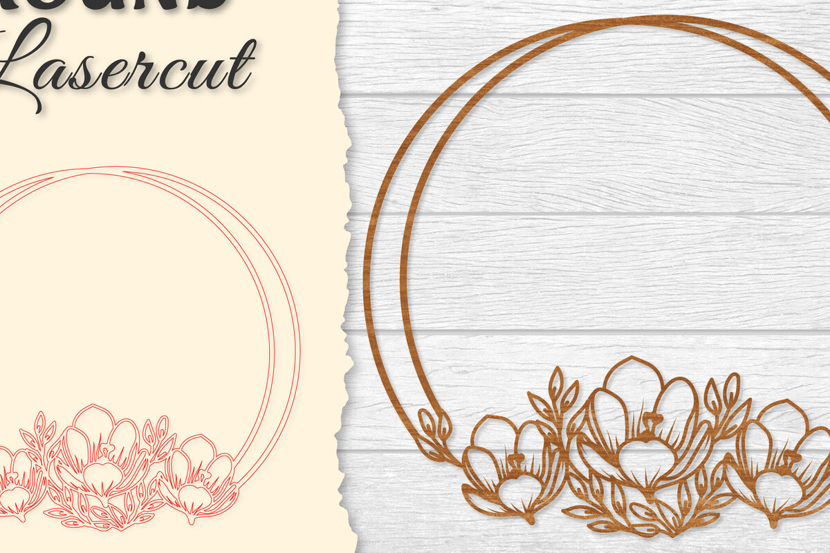 Intra απο ξύλο plywood 3mm-4mm πάχος - Πλαίσιο Flower Στρογγυλό Lasercut Δίασταση 20x20 cm INTRAFABR-122604751