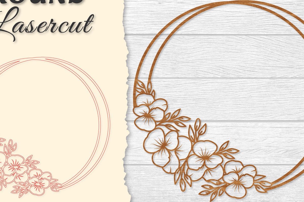 Intra απο ξύλο plywood 3mm-4mm πάχος - Πλαίσιο Flower Στρογγυλό Lasercut Δίασταση 20x20 cm INTRAFABR-122604755