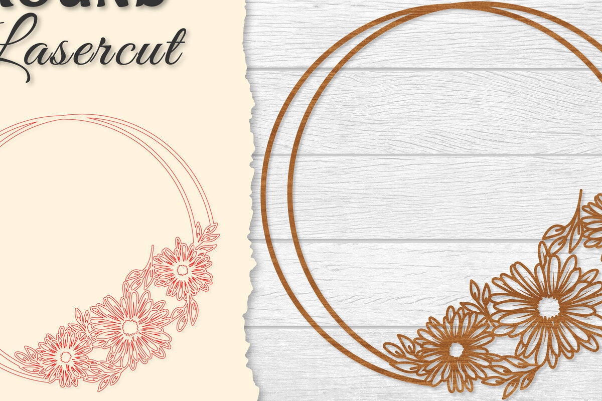 Intra απο ξύλο plywood 3mm-4mm πάχος - Πλαίσιο Flower Στρογγυλό Lasercut Δίασταση 20x20 cm INTRAFABR-122604760