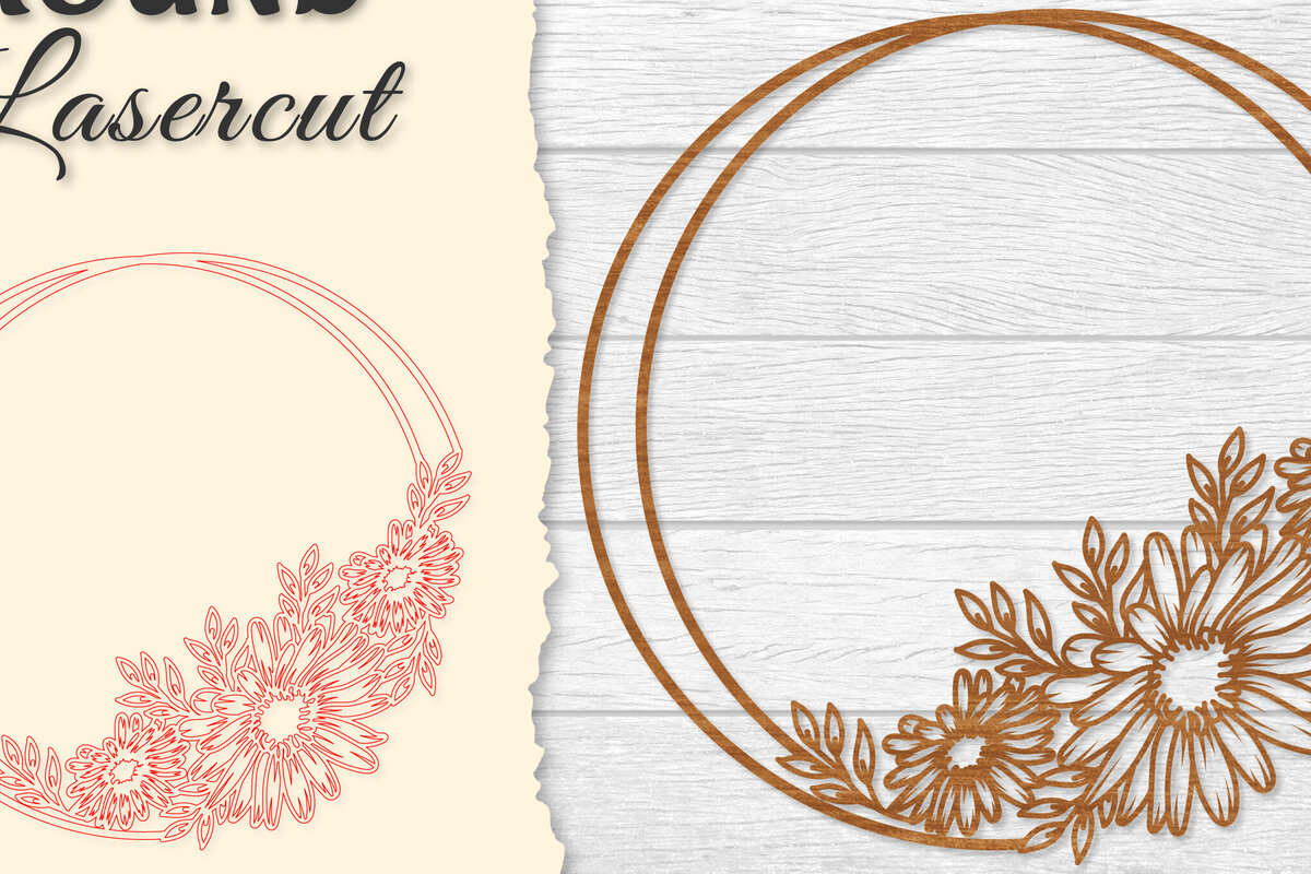 Intra απο ξύλο plywood 3mm-4mm πάχος - Πλαίσιο Flower Στρογγυλό Lasercut Δίασταση 20x20 cm INTRAFABR-122604770