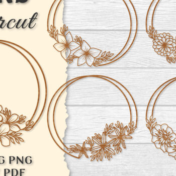 Intra απο ξύλο plywood 3mm-4mm πάχος - Πλαίσιο Λουλούδι Στρογγυλά ΔΕΜΑΤΑ κοπής με λέιζερ Δίασταση 20x20 cm INTRAFABR-122604684 - Image 1