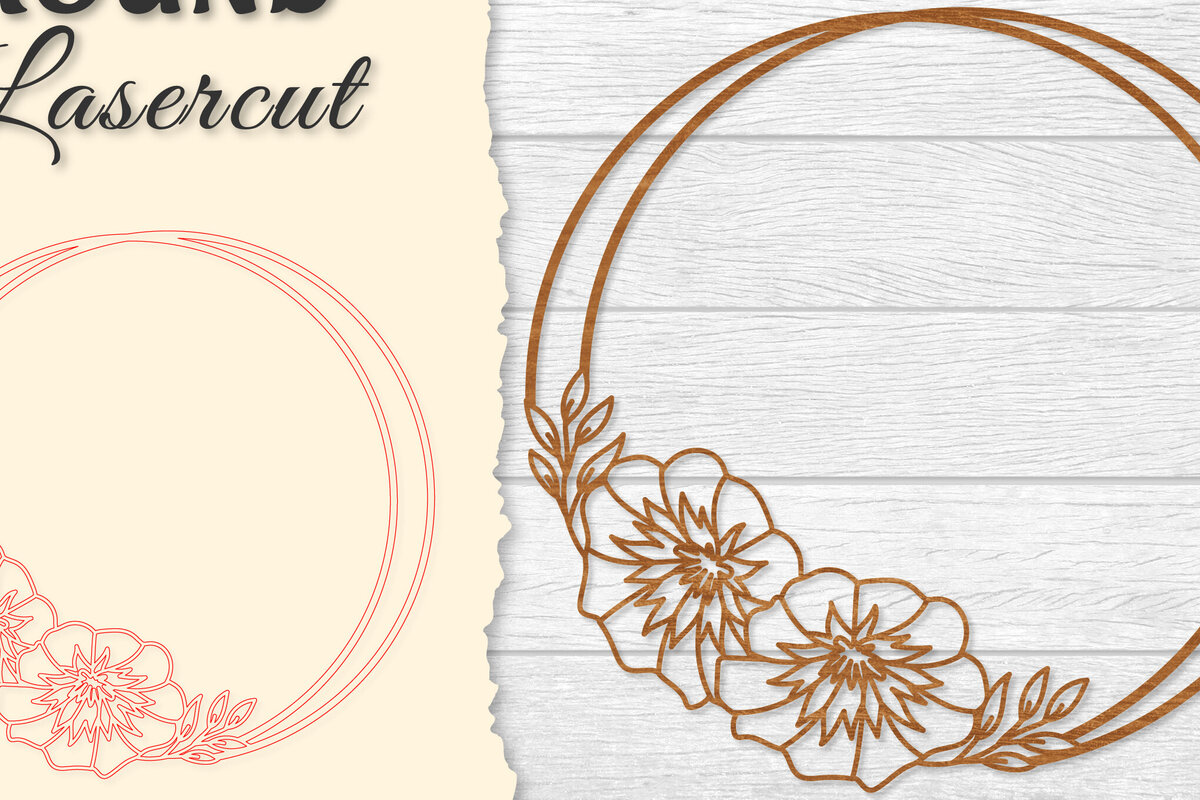 Intra απο ξύλο plywood 3mm-4mm πάχος - Πλαίσιο Flower Στρογγυλό Lasercut Δίασταση 20x20 cm INTRAFABR-122604694