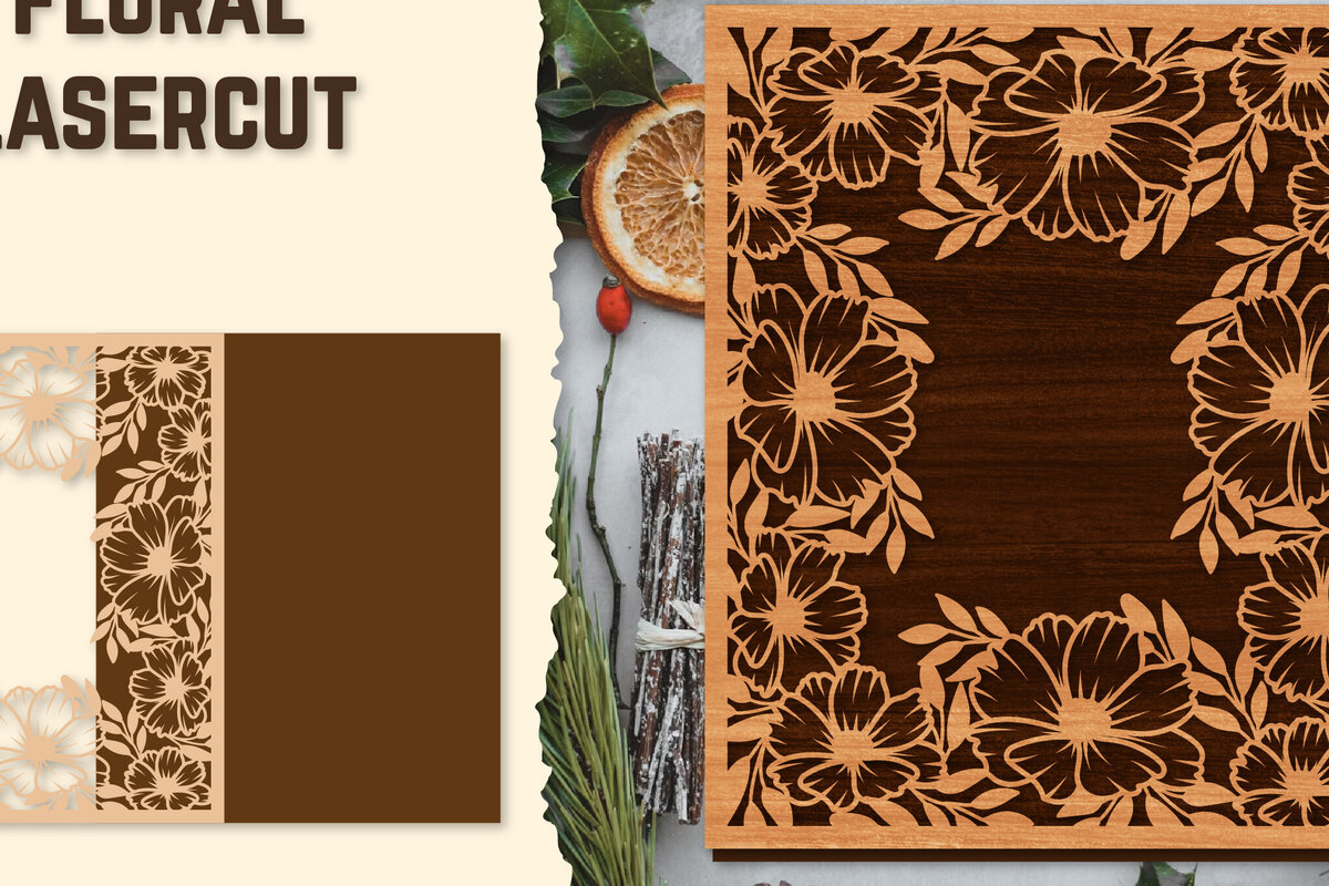 Intra απο ξύλο plywood 3mm-4mm πάχος - Κορνίζα Photo Floral Lasercut Δίασταση 20x25 cm INTRAFABR-123554790