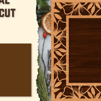 Intra απο ξύλο plywood 3mm-4mm πάχος - Κορνίζα Photo Floral Lasercut Δίασταση 20x25 cm INTRAFABR-123558387 - Image 1