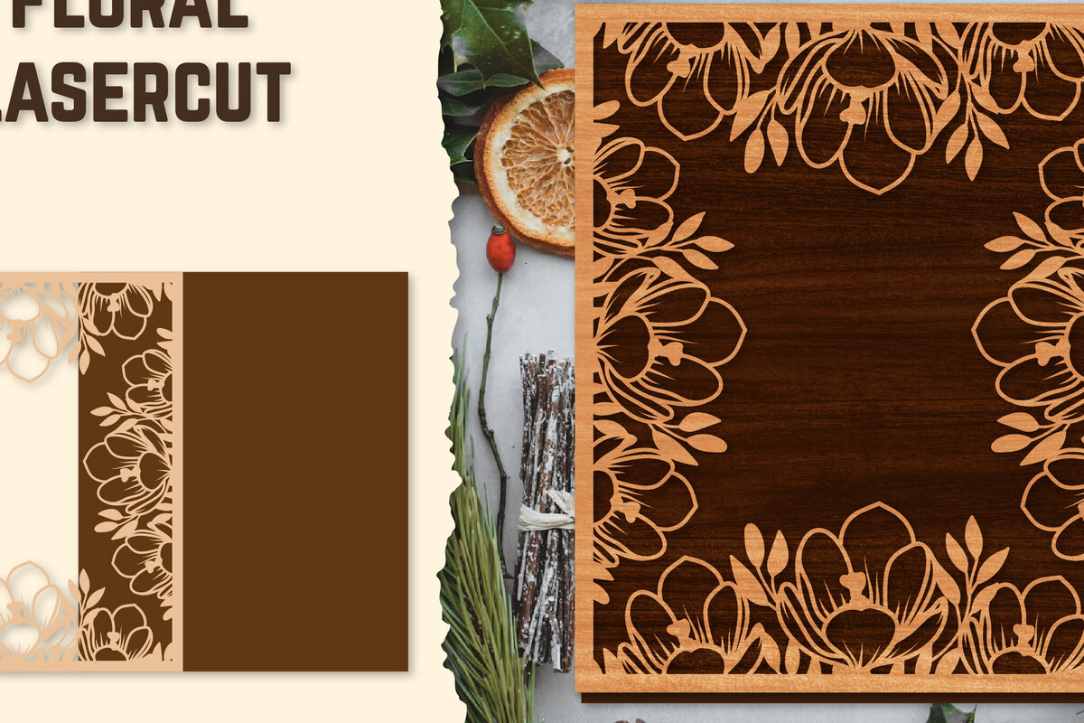 Intra απο ξύλο plywood 3mm-4mm πάχος - Κορνίζα Photo Floral Lasercut Δίασταση 20x25 cm INTRAFABR-123554803