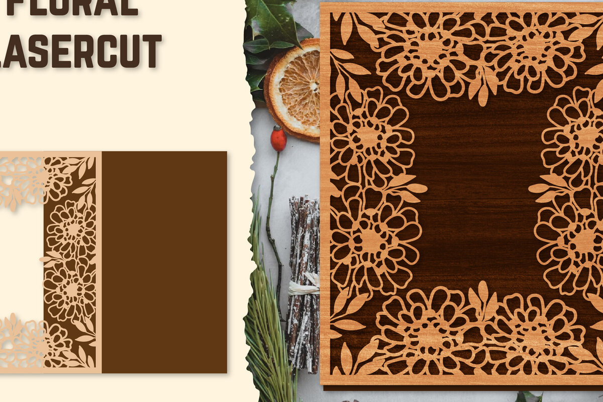 Intra απο ξύλο plywood 3mm-4mm πάχος - Κορνίζα Photo Floral Lasercut Δίασταση 20x25 cm INTRAFABR-123554832