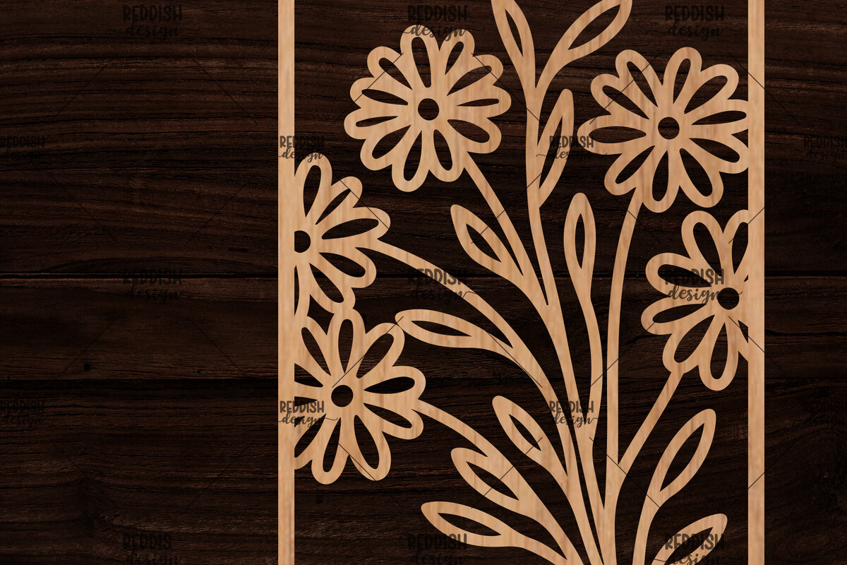 Intra απο ξύλο plywood 3mm-4mm πάχος - Κορνίζα με λουλούδια  Δίασταση 20x25 cm INTRAFABR-118478060