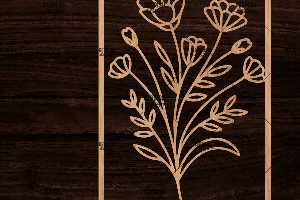 Intra απο ξύλο plywood 3mm-4mm πάχος - Κορνίζα με λουλούδια  Δίασταση 20x25 cm INTRAFABR-118477631