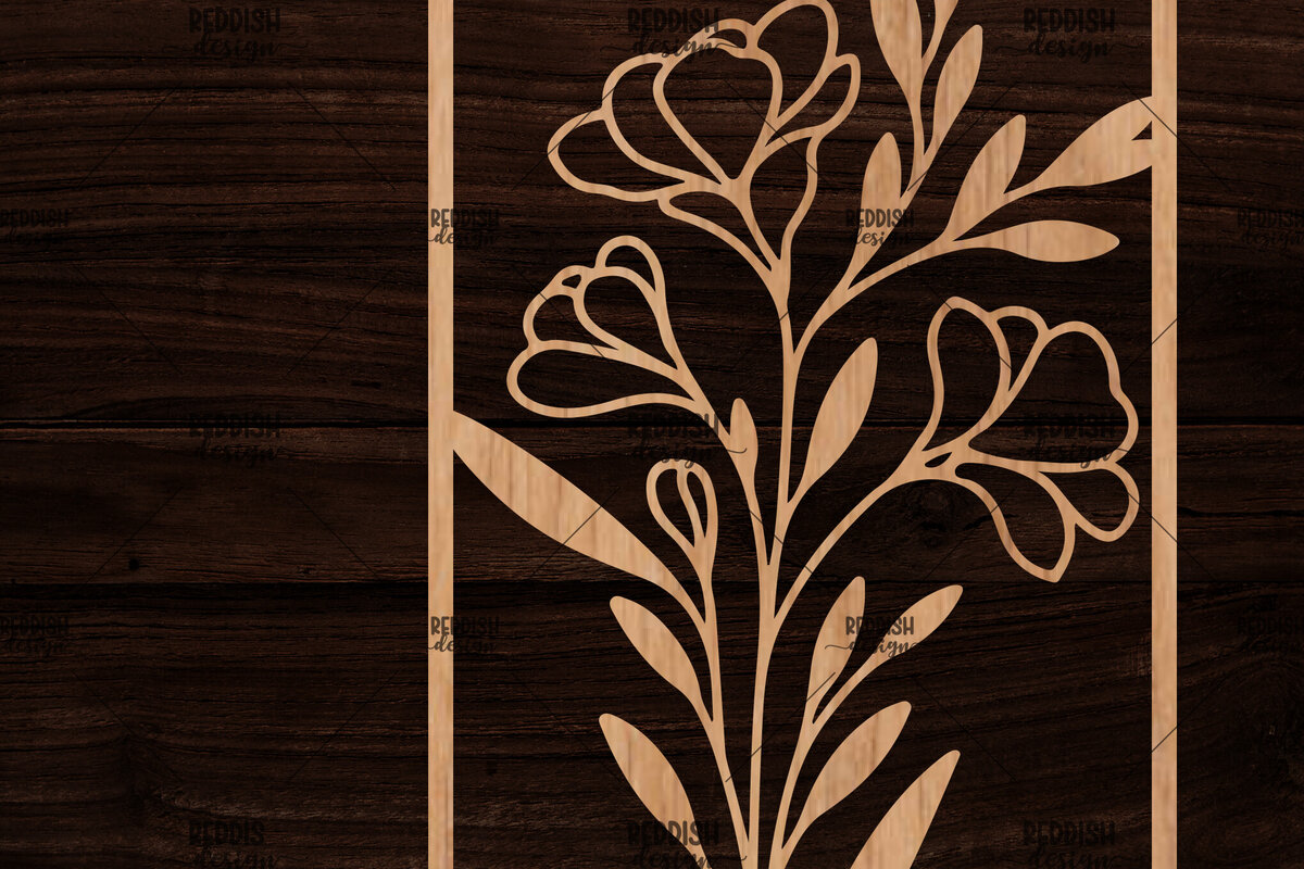 Intra απο ξύλο plywood 3mm-4mm πάχος - Κορνίζα με λουλούδια  Δίασταση 20x25 cm INTRAFABR-118478463