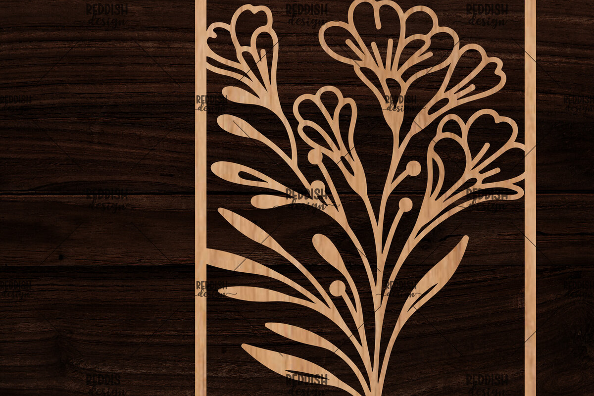 Intra απο ξύλο plywood 3mm-4mm πάχος - Κορνίζα με λουλούδια  Δίασταση 20x25 cm INTRAFABR-118478540