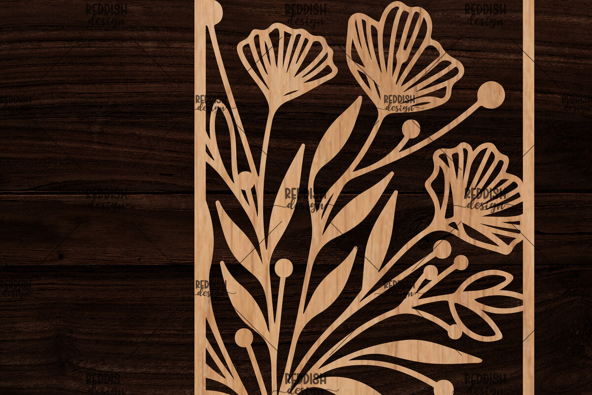 Intra απο ξύλο plywood 3mm-4mm πάχος - Κορνίζα με λουλούδια  Δίασταση 20x25 cm INTRAFABR-118477728