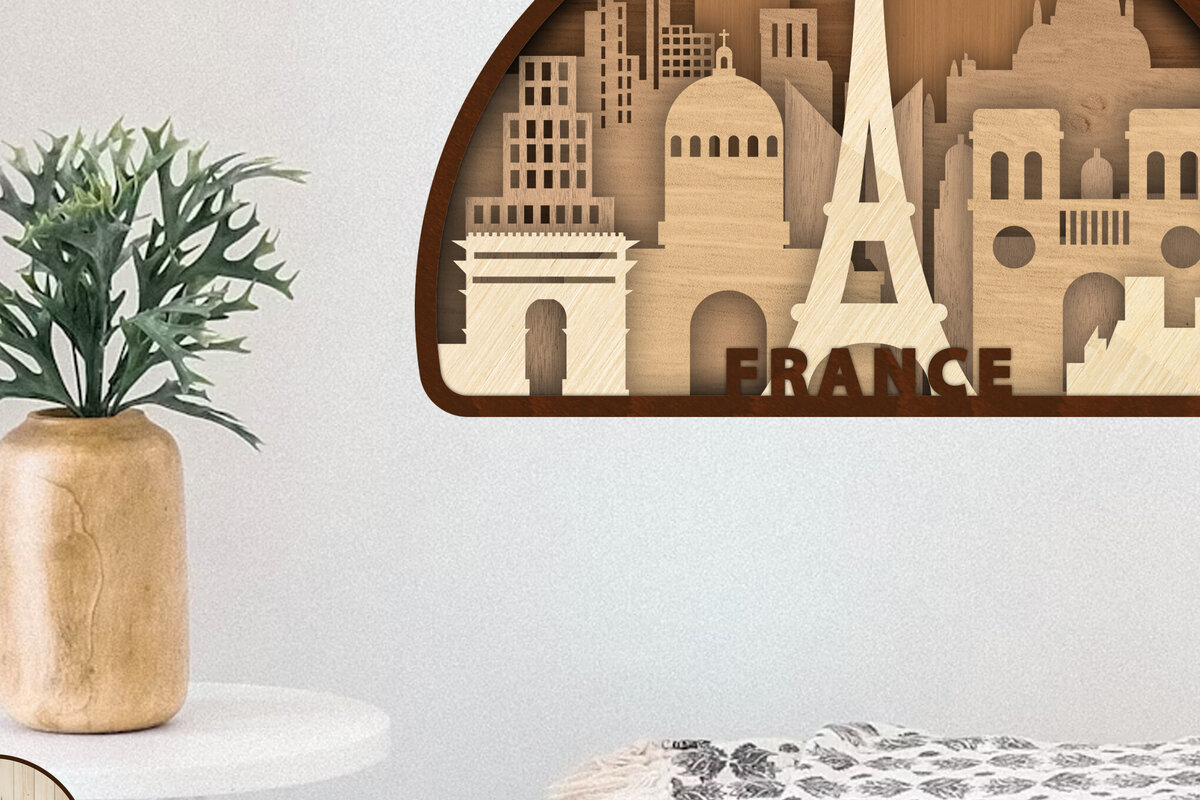 Intra απο ξύλο plywood 3mm-4mm πάχος - Γαλλία Διακοσμητικό πάνελ τοίχου σπιτιού Δίασταση 10x7 cm INTRAFABR-107066827