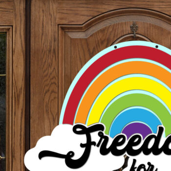 Intra απο ξύλο plywood 3mm-4mm πάχος -  κοπής λέιζερ με σήμα Freedom for All Door Δίασταση 24x20 cm INTRAFABR-63825560 - Image 2