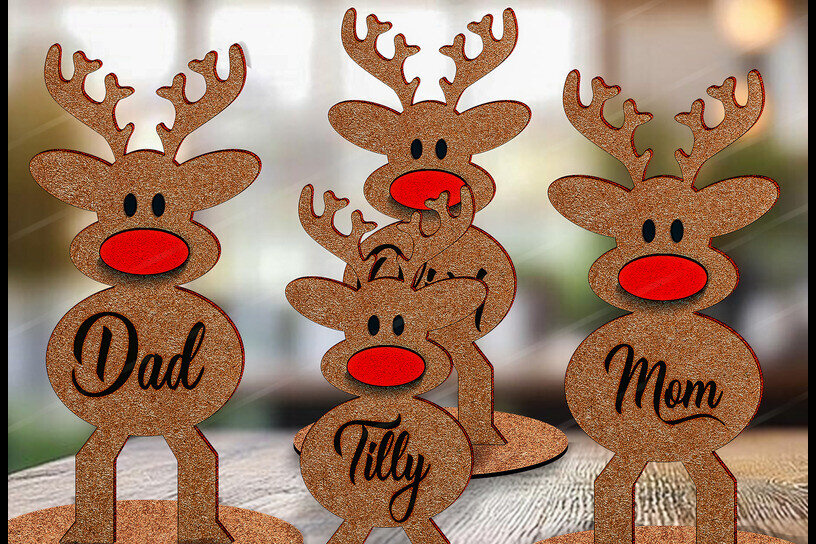 Intra απο ξύλο plywood 3mm-4mm πάχος - Ελεύθεροι τάρανδοι 2 μεγεθών  Δίασταση 4x4 cm INTRAFABR-118833537