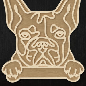 Intra απο ξύλο plywood 3mm-4mm πάχος - Γαλλικό μπουλντόγκ περίγραμμα κοπής με λέιζερ Δίασταση 6x6 cm INTRAFABR-112507177