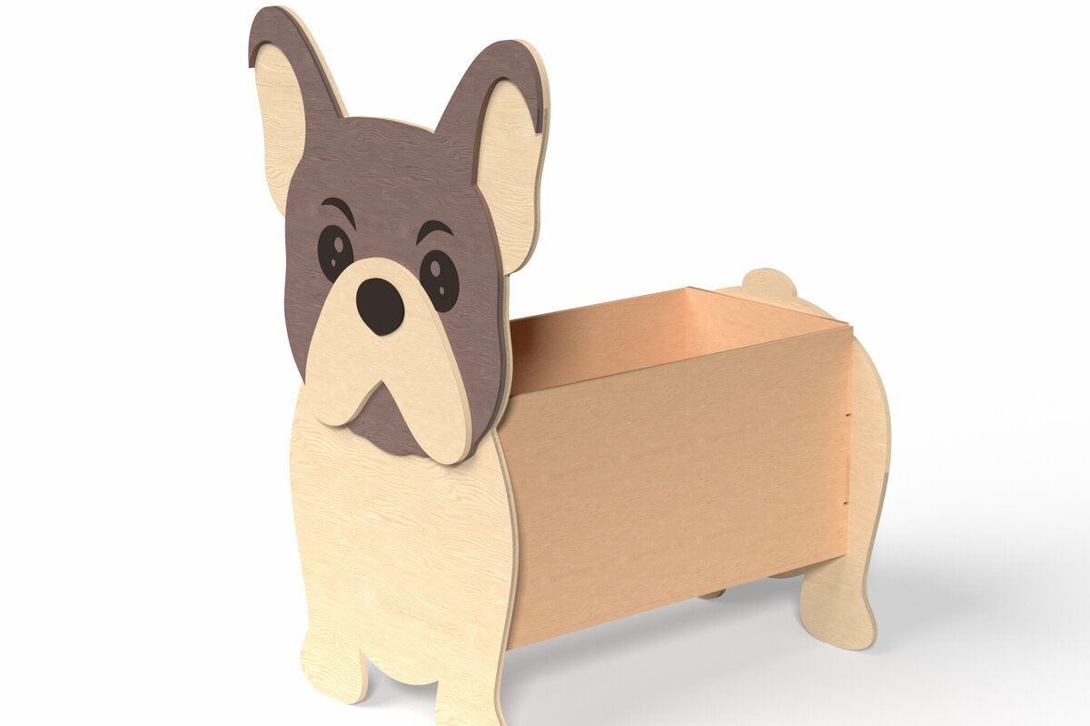 Intra απο ξύλο plywood 3mm-4mm πάχος - Κουτί αποθήκευσης γαλλικού μπουλντόγκ –  Δίασταση 30x20 cm INTRAFABR-120635155