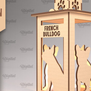 Intra απο ξύλο plywood 3mm-4mm πάχος - Γαλλικό μπουλντόγκ . 3D Laser φαναριών σκύλων Δίασταση 30x20 cm INTRAFABR-96559291