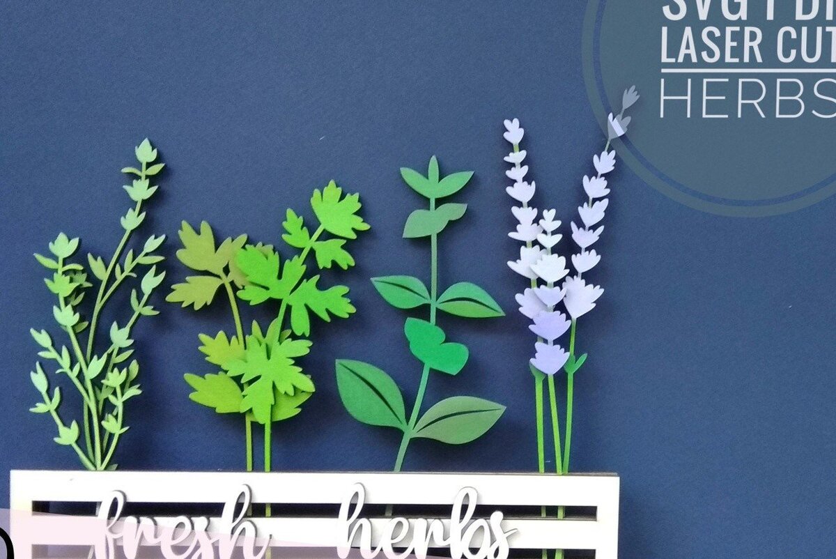 Intra απο ξύλο plywood 3mm-4mm πάχος -  κοπής με λέιζερ Fresh Herbs  Δίασταση 24x31 cm INTRAFABR-33914837