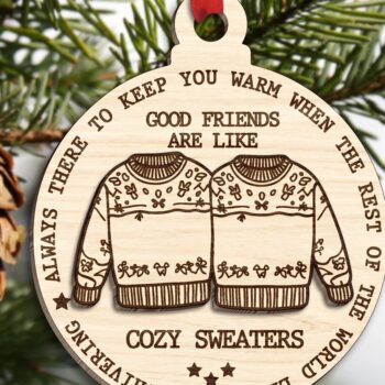 Intra απο ξύλο plywood 3mm-4mm πάχος - Φίλοι Χριστουγεννιάτικο Στολίδι  Δίασταση 6x6 cm INTRAFABR-110859815 - Image 1