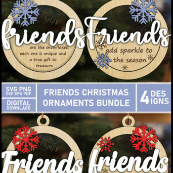 Intra απο ξύλο plywood 3mm-4mm πάχος - Φίλοι Χριστουγεννιάτικα στολίδια  Δίασταση 6x6 cm INTRAFABR-118661538 - Image 1