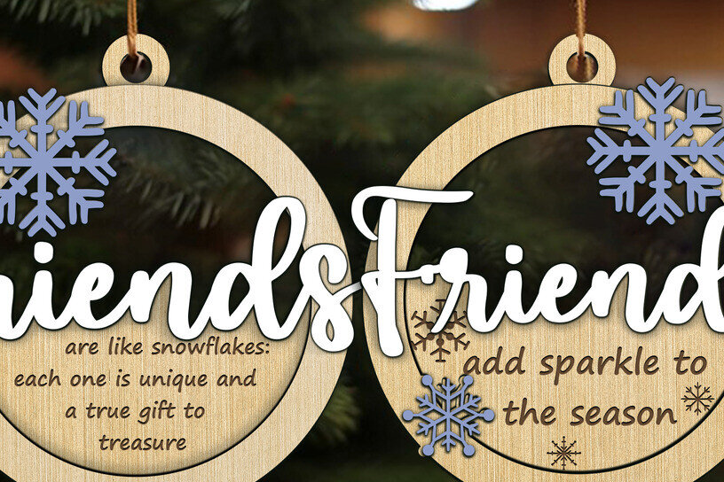 Intra απο ξύλο plywood 3mm-4mm πάχος - Friends Christmas Ornaments  Laser Δίασταση 6x6 cm INTRAFABR-119566463