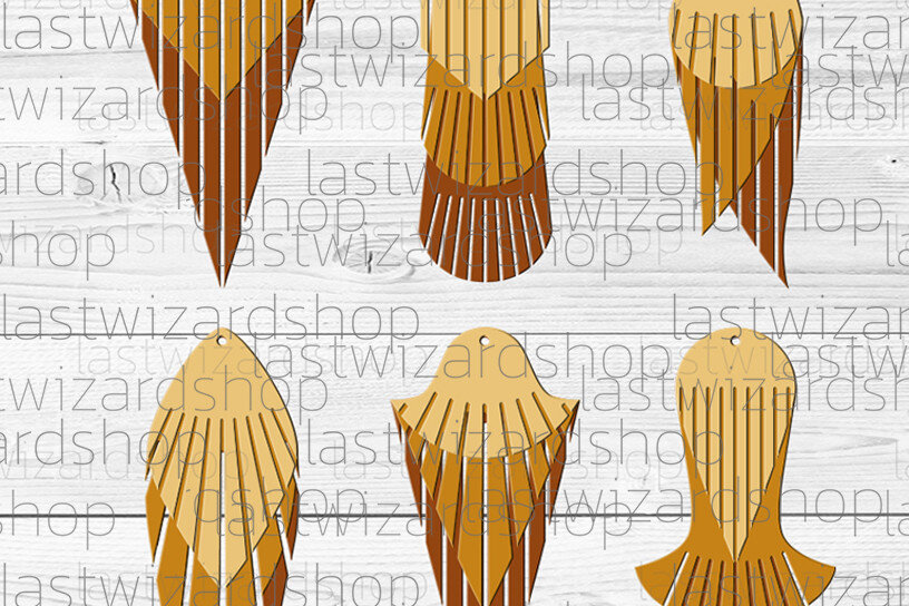 Intra απο ξύλο plywood 3mm-4mm πάχος - Σκουλαρίκια ερήμου με κρόσσια , Boho Δίασταση 3x3 cm INTRAFABR-24964090