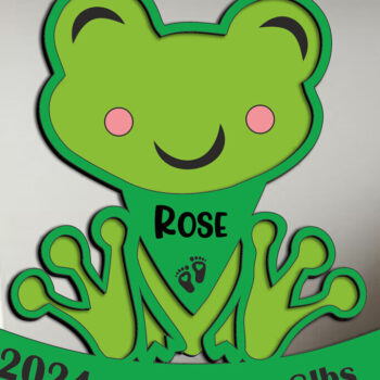 Intra απο ξύλο plywood 3mm-4mm πάχος - Ανακοίνωση Γέννησης Μωρού Βάτραχου Νεογέννητο Δίασταση 20x20 cm INTRAFABR-109305040 - Image 2