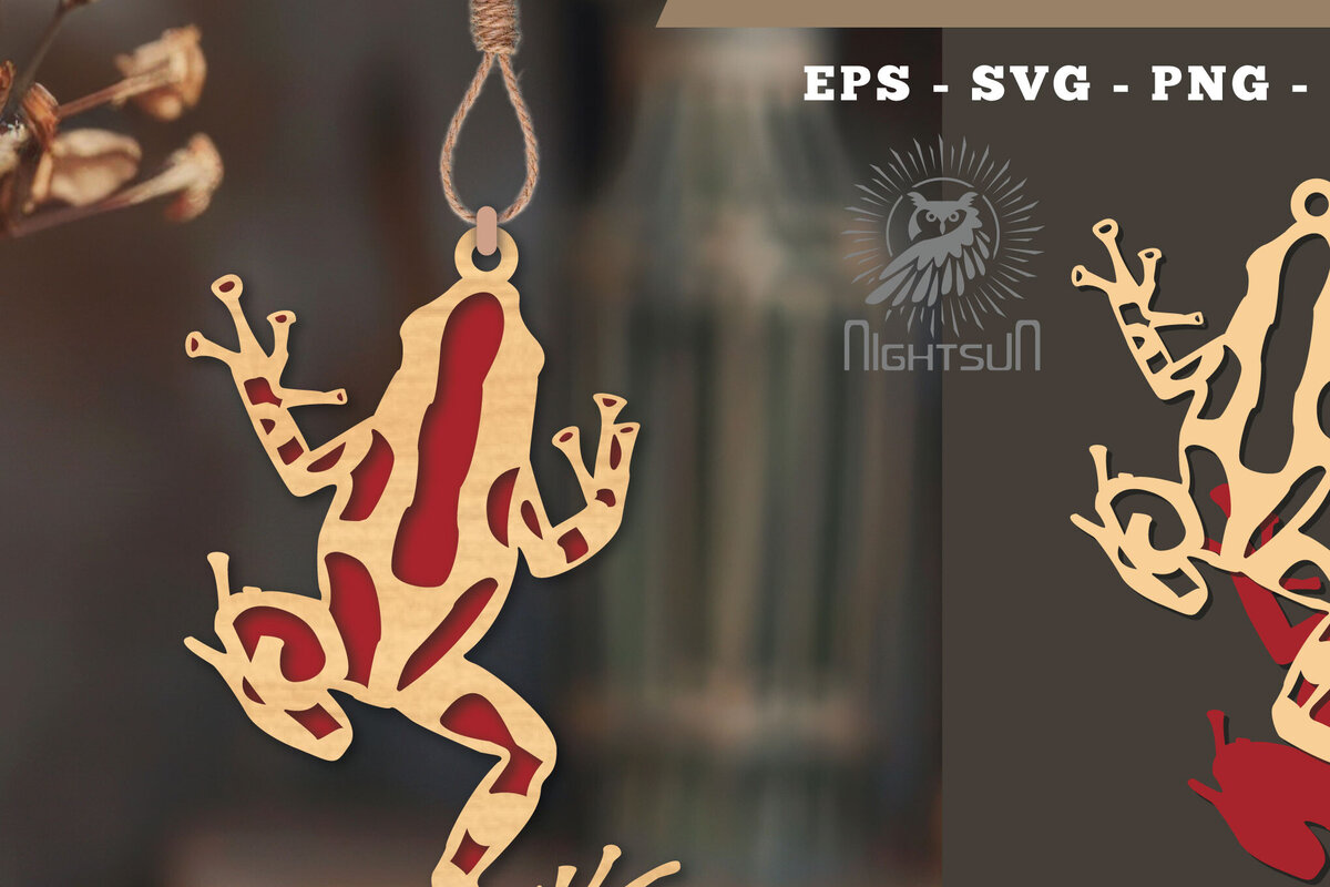 Intra απο ξύλο plywood 3mm-4mm πάχος - Στολίδι Frog Cut Laser  1 Δίασταση 6x6 cm INTRAFABR-112466663