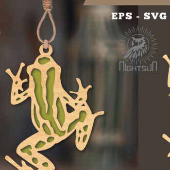 Intra απο ξύλο plywood 3mm-4mm πάχος - Στολίδι Frog Cut Laser  3 Δίασταση 6x6 cm INTRAFABR-112466715 - Image 1