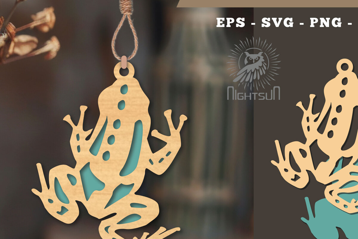 Intra απο ξύλο plywood 3mm-4mm πάχος - Στολίδι με  βάτραχος  5 Δίασταση 6x6 cm INTRAFABR-112466780