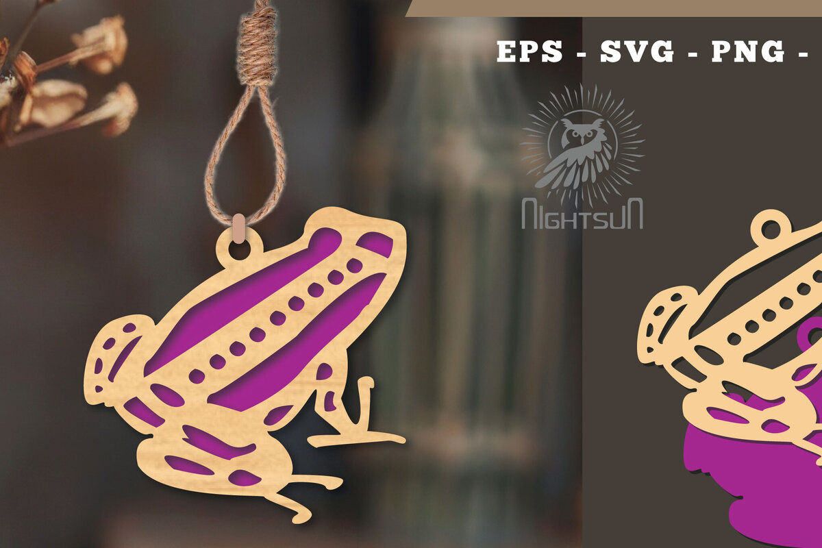 Intra απο ξύλο plywood 3mm-4mm πάχος - Στολίδι κοπής με λέιζερ βάτραχος  6 Δίασταση 6x6 cm INTRAFABR-112466814