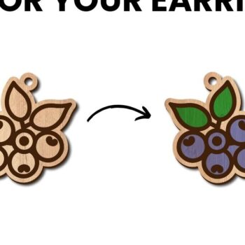 Intra απο ξύλο plywood 3mm-4mm πάχος - Πακέτο με σκουλαρίκια φρούτων |  Δίασταση 3x3 cm INTRAFABR-96214948 - Image 7