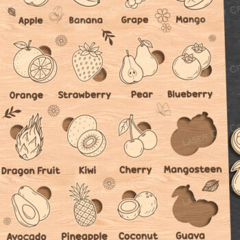 Intra απο ξύλο plywood 3mm-4mm πάχος - Fruit Puzzle for Kids  Laser Cut Δίασταση 30x20 cm INTRAFABR-123089950 - Image 1