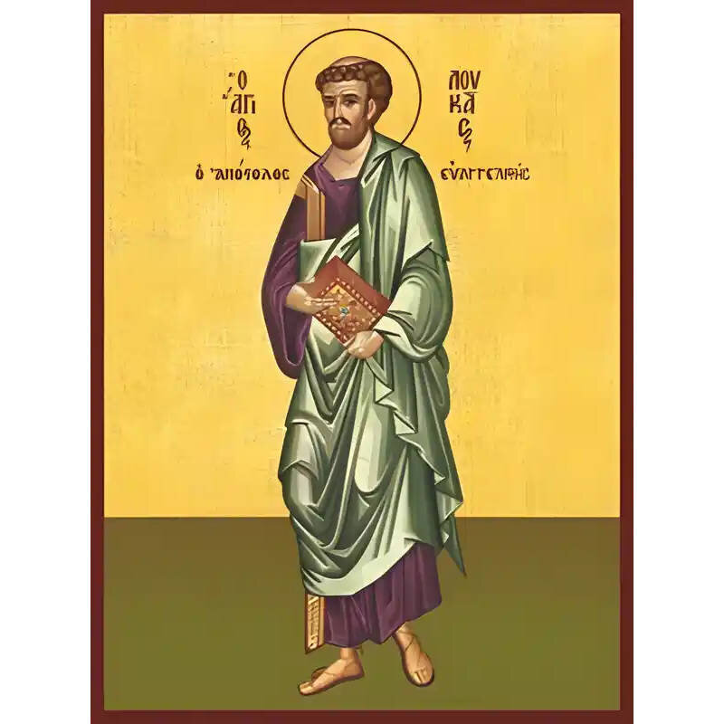Εικόνα Ορθοδοξίας με περίγραμμα χρυσό σε ξύλο Φλαμουρίας  με  βάση Εικόνα ΑΓΙΟΣ ΑΠΟΣΤΟΛΟΣ ΚΑΙ ΕΥΑΓΓΕΛΙΣΤΗΣ ΛΟΥΚΑΣ, ΟΛΟΣΩΜΟΣ Χειροποίητη Ελληνορθόδοξη εικόνα του Ιησού Χριστού, Κρεμαστή πλάκα βυζαντινής τέχνης, χριστιανική τέχνη Διάσταση 40x30 cm (10,2x7,9 ίντσες)  INTRAEK-1447757865042
