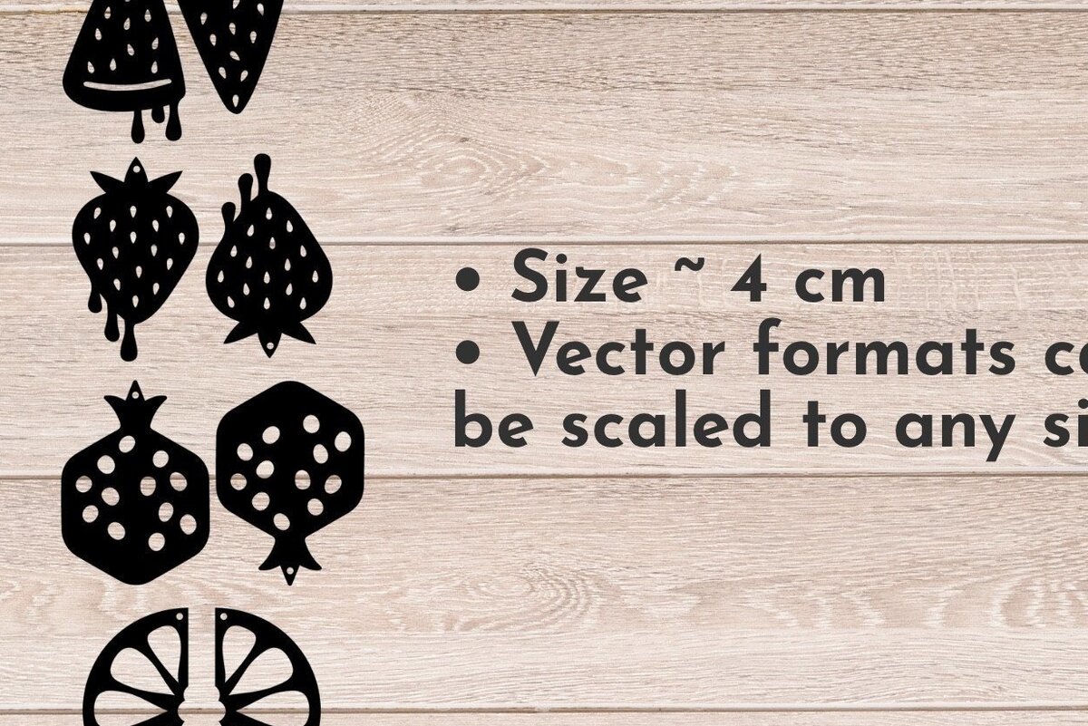 Intra απο ξύλο plywood 3mm-4mm πάχος - Fruits Earrings , Summer Laser Cut Δίασταση 3x3 cm INTRAFABR-32988835