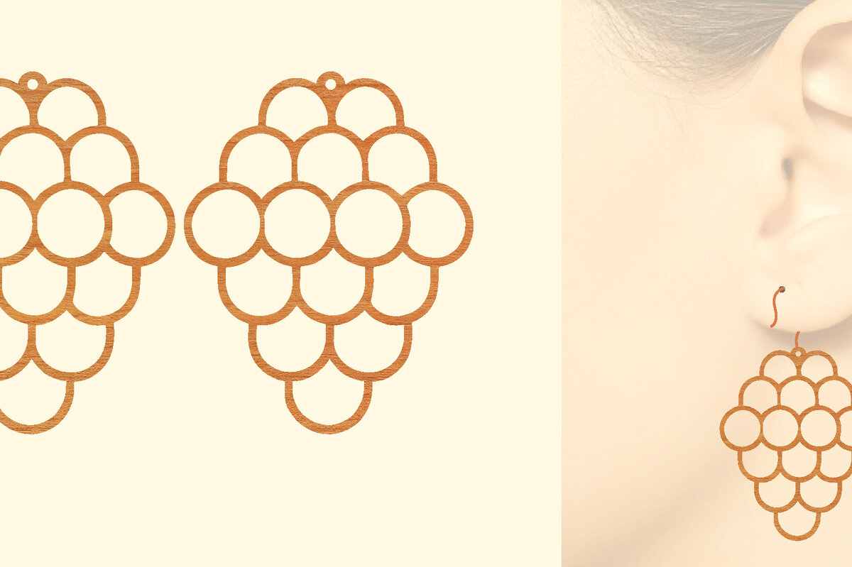 Intra απο ξύλο plywood 3mm-4mm πάχος - Φρούτα Ξύλινα Σκουλαρίκια Laser Cut  Δίασταση 3x3 cm INTRAFABR-97270390