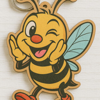 Intra απο ξύλο plywood 3mm-4mm πάχος - Αστεία δέσμη μπρελόκ μελισσών Δίασταση 4x4 cm INTRAFABR-122220452 - Image 4