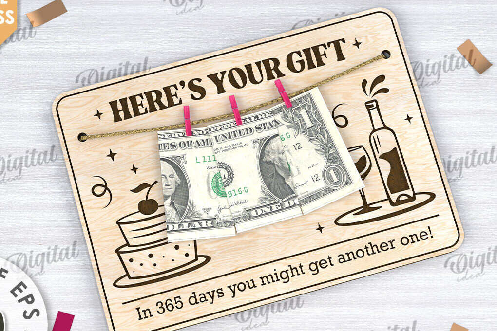 Intra απο ξύλο plywood 3mm-4mm πάχος - Αστεία κάρτα γενεθλίων σχέδιο κοπής με λέιζερ Δίασταση 20x20 cm INTRAFABR-109351806