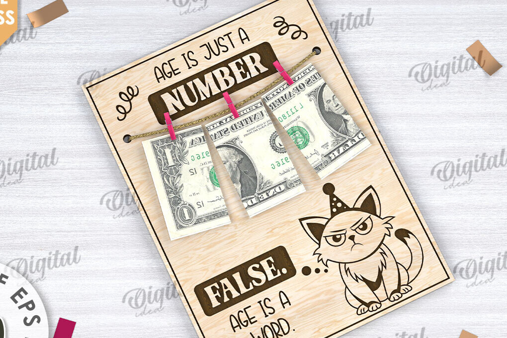 Intra απο ξύλο plywood 3mm-4mm πάχος - Αστεία κάρτα γενεθλίων σχέδιο κοπής με λέιζερ Δίασταση 20x20 cm INTRAFABR-109351876