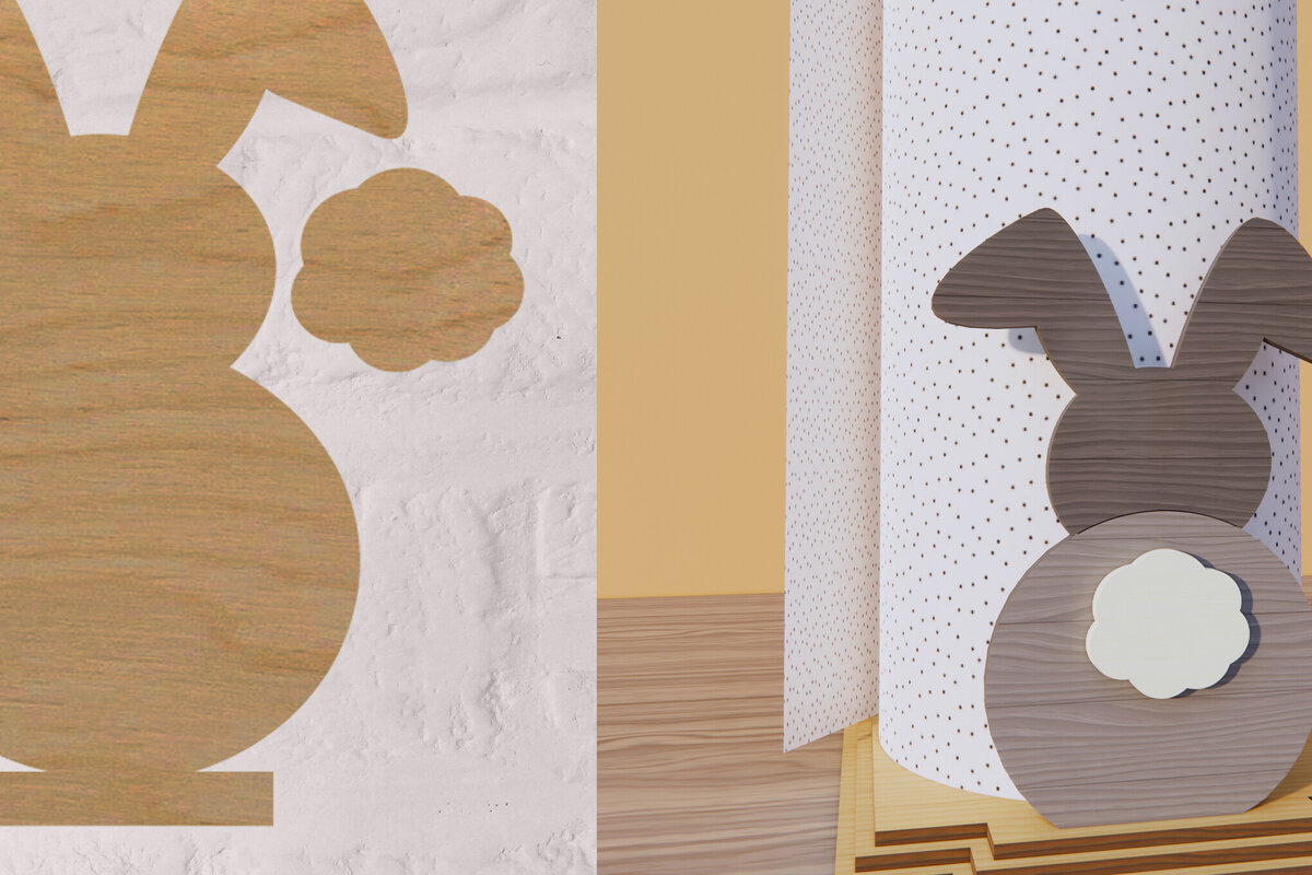 Intra απο ξύλο plywood 3mm-4mm πάχος - Funny Bunny Design . Ρολό χαρτοπετσέτας Δίασταση 15x15 cm INTRAFABR-79290052