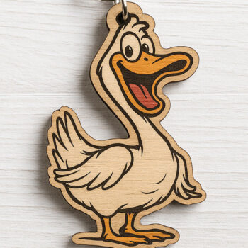 Intra απο ξύλο plywood 3mm-4mm πάχος - Αστεία μπρελόκ Cartoon Goose  Δίασταση 4x4 cm INTRAFABR-122092577 - Image 1