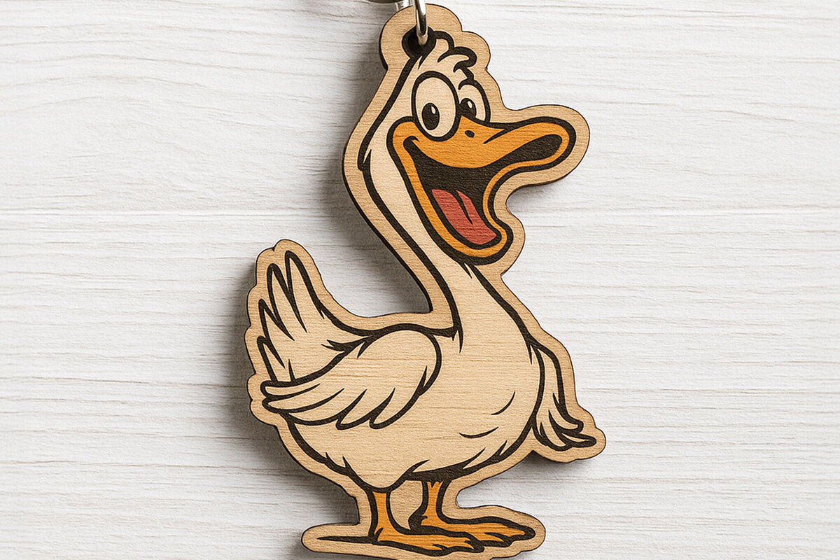 Intra απο ξύλο plywood 3mm-4mm πάχος - Αστεία μπρελόκ Cartoon Goose  Δίασταση 4x4 cm INTRAFABR-122092577