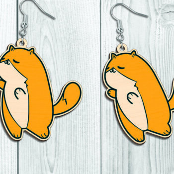 Intra απο ξύλο plywood 3mm-4mm πάχος - Funny Cat Earrings Bundle-Break Jhon Δίασταση 3x3 cm INTRAFABR-94855173 - Image 2