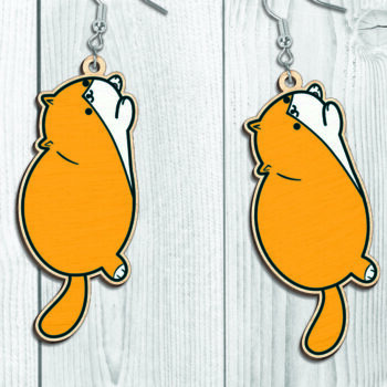 Intra απο ξύλο plywood 3mm-4mm πάχος - Funny Cat Earrings Bundle-Break Jhon Δίασταση 3x3 cm INTRAFABR-94855173 - Image 3