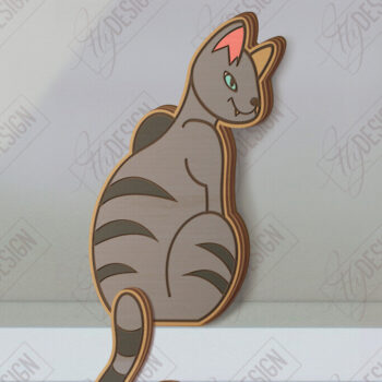 Intra απο ξύλο plywood 3mm-4mm πάχος - Funny Cats Shelf Sitters Cut Laser | CNC Δίασταση 20x20 cm INTRAFABR-121132023 - Image 1